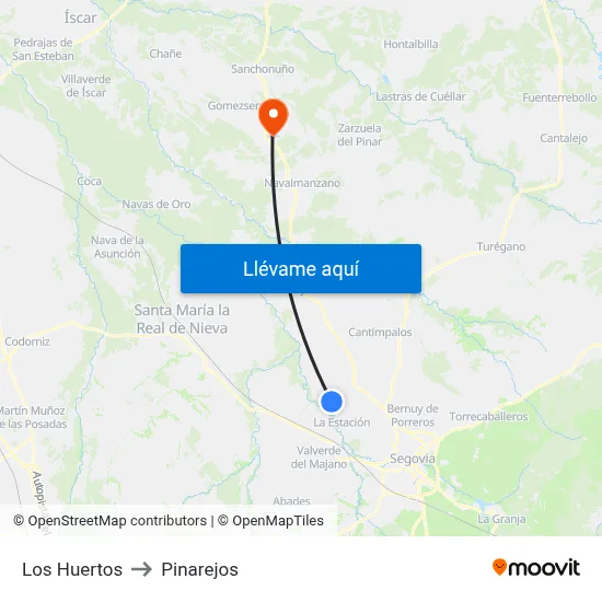 Los Huertos to Pinarejos map