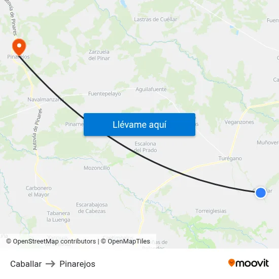 Caballar to Pinarejos map