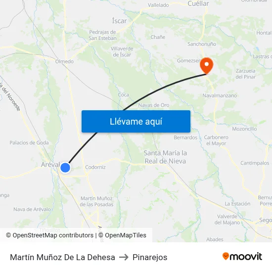 Martín Muñoz De La Dehesa to Pinarejos map