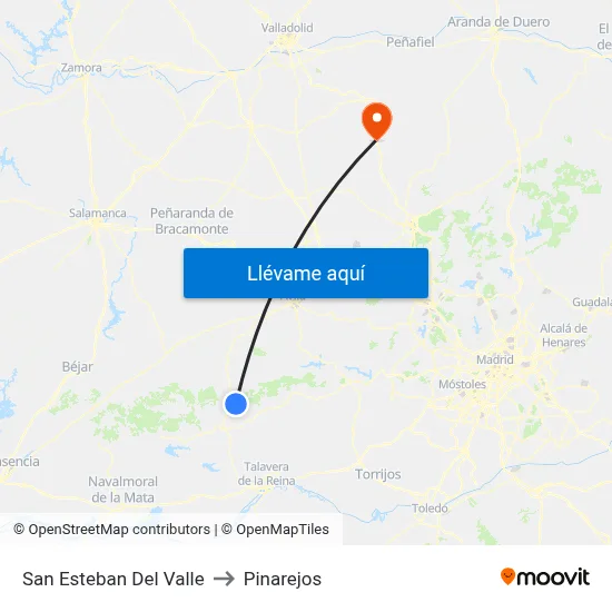 San Esteban Del Valle to Pinarejos map