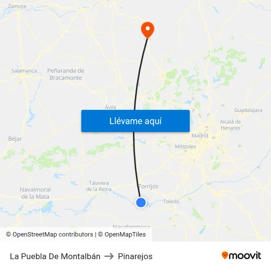 La Puebla De Montalbán to Pinarejos map