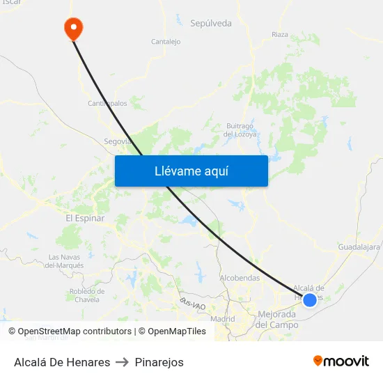 Alcalá De Henares to Pinarejos map