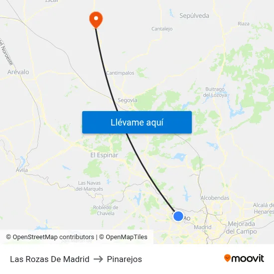 Las Rozas De Madrid to Pinarejos map