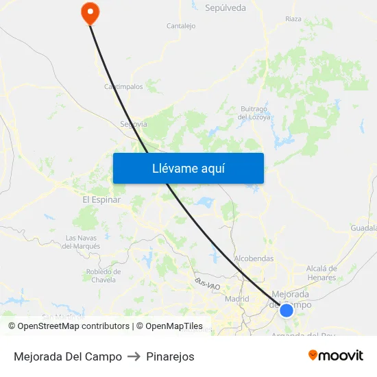 Mejorada Del Campo to Pinarejos map