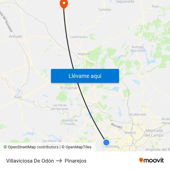 Villaviciosa De Odón to Pinarejos map