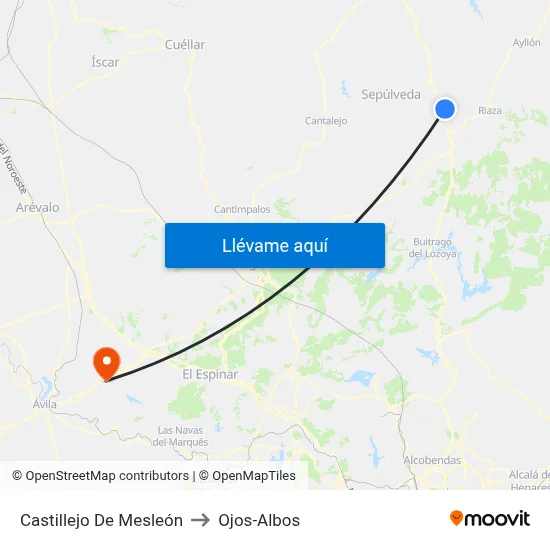 Castillejo De Mesleón to Ojos-Albos map