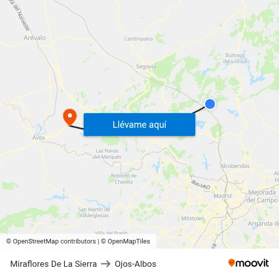 Miraflores De La Sierra to Ojos-Albos map