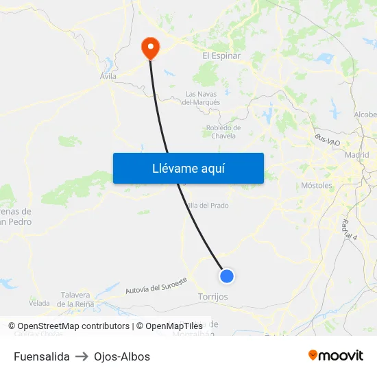 Fuensalida to Ojos-Albos map