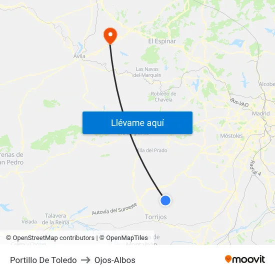 Portillo De Toledo to Ojos-Albos map