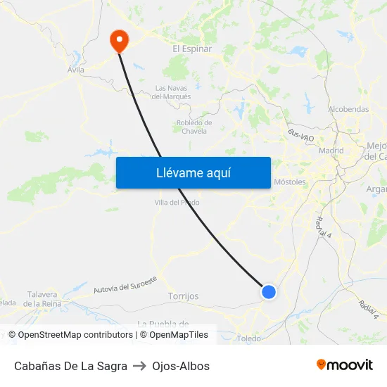 Cabañas De La Sagra to Ojos-Albos map
