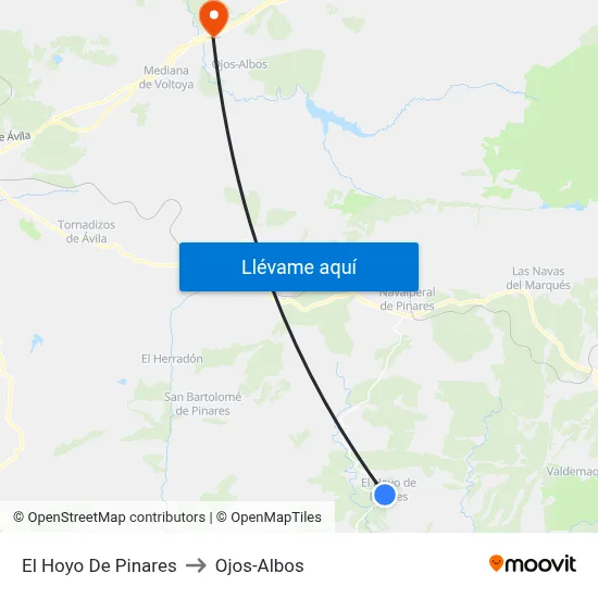 El Hoyo De Pinares to Ojos-Albos map