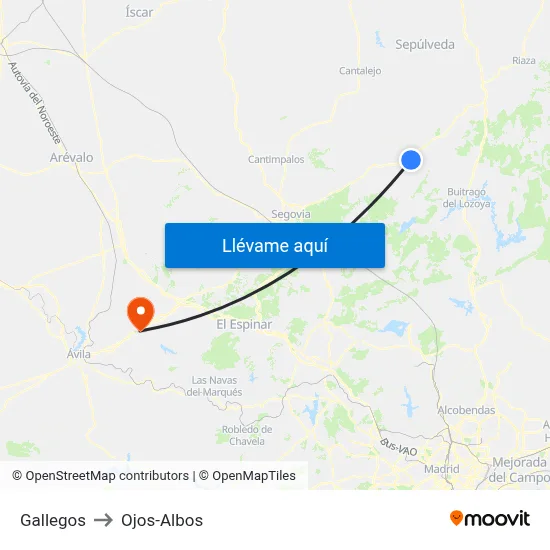 Gallegos to Ojos-Albos map