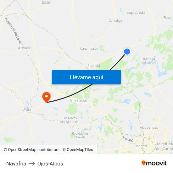 Navafría to Ojos-Albos map