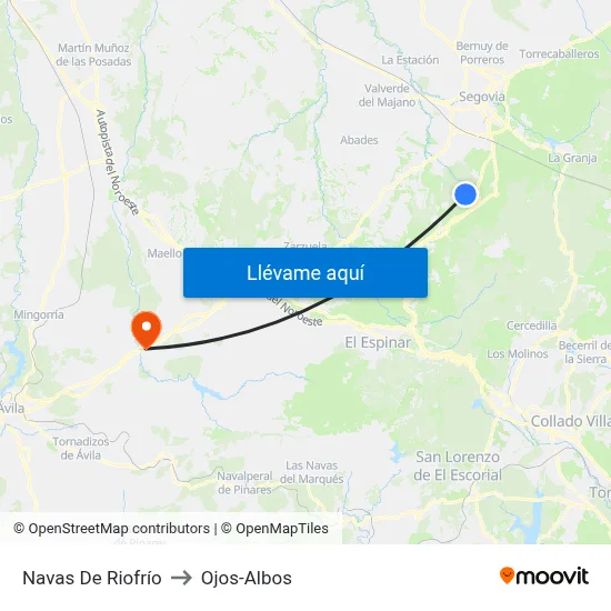 Navas De Riofrío to Ojos-Albos map