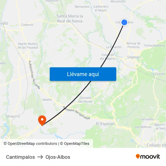 Cantimpalos to Ojos-Albos map