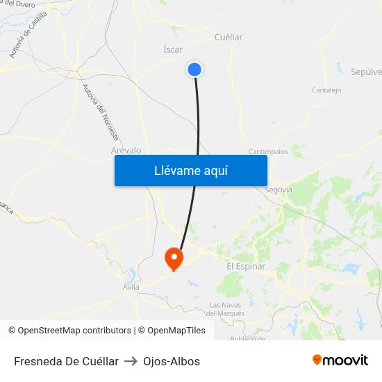 Fresneda De Cuéllar to Ojos-Albos map