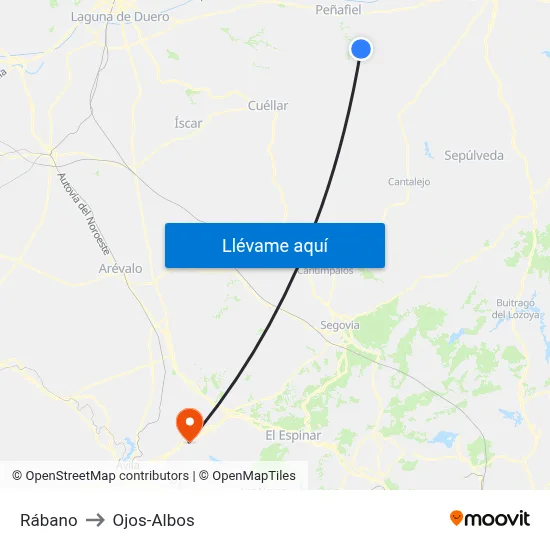 Rábano to Ojos-Albos map