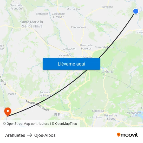 Arahuetes to Ojos-Albos map