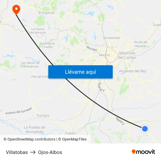 Villatobas to Ojos-Albos map