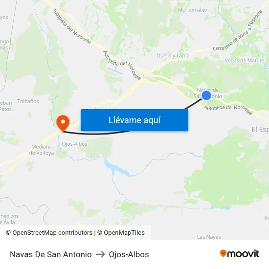 Navas De San Antonio to Ojos-Albos map