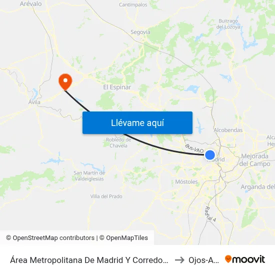 Área Metropolitana De Madrid Y Corredor Del Henares to Ojos-Albos map