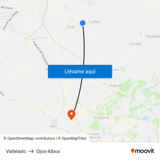 Vallelado to Ojos-Albos map
