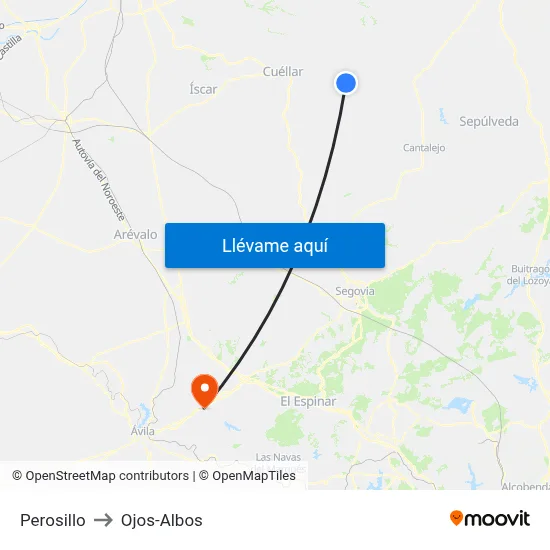Perosillo to Ojos-Albos map