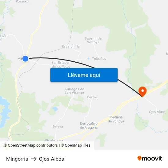 Mingorría to Ojos-Albos map