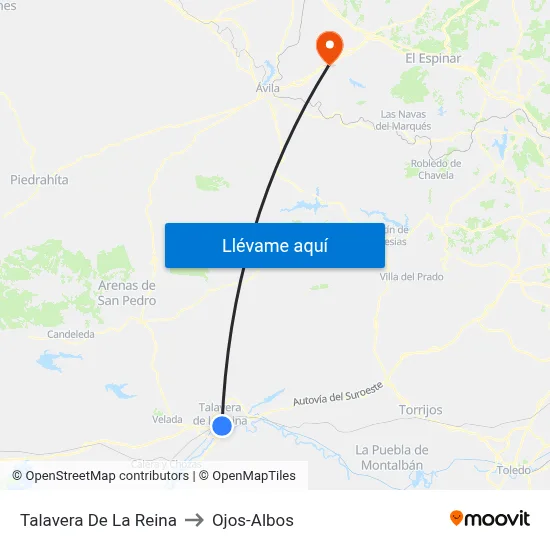 Talavera De La Reina to Ojos-Albos map