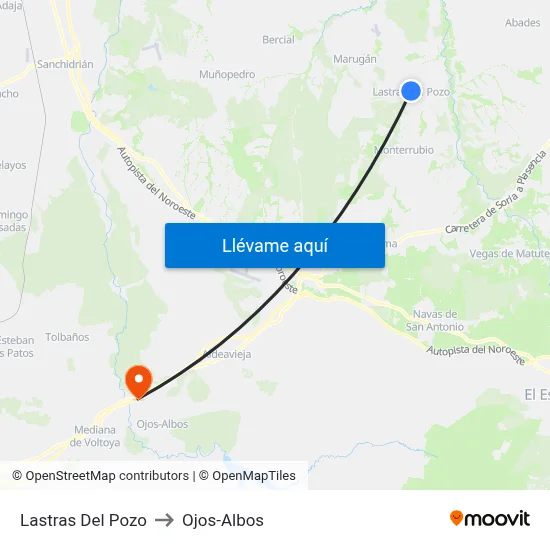 Lastras Del Pozo to Ojos-Albos map