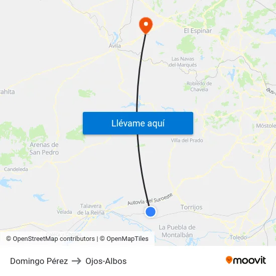 Domingo Pérez to Ojos-Albos map