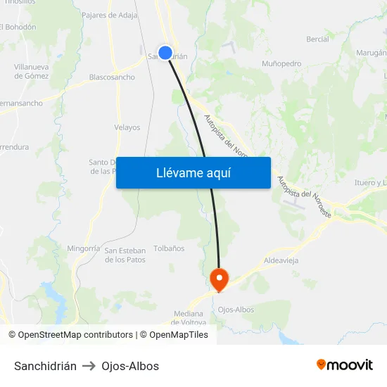 Sanchidrián to Ojos-Albos map