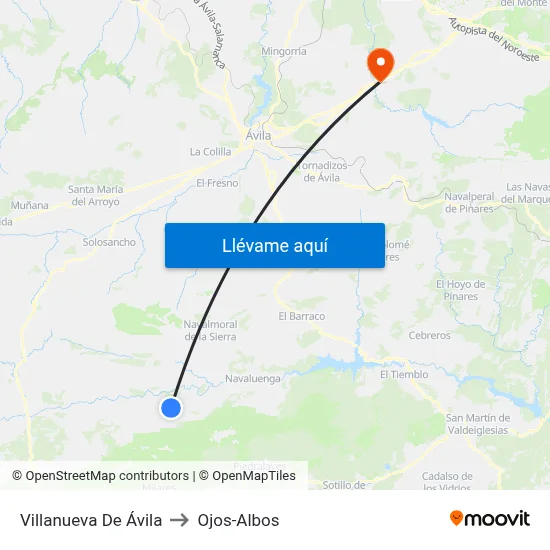 Villanueva De Ávila to Ojos-Albos map