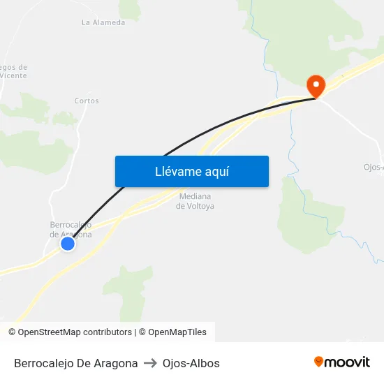 Berrocalejo De Aragona to Ojos-Albos map
