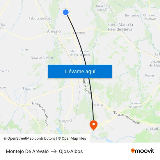 Montejo De Arévalo to Ojos-Albos map