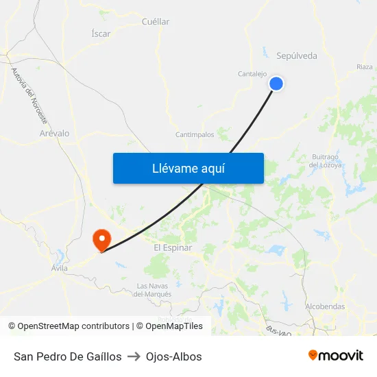 San Pedro De Gaíllos to Ojos-Albos map
