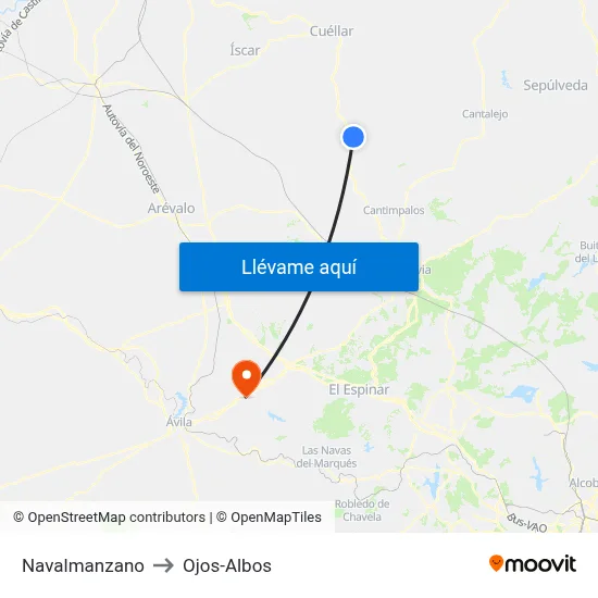 Navalmanzano to Ojos-Albos map