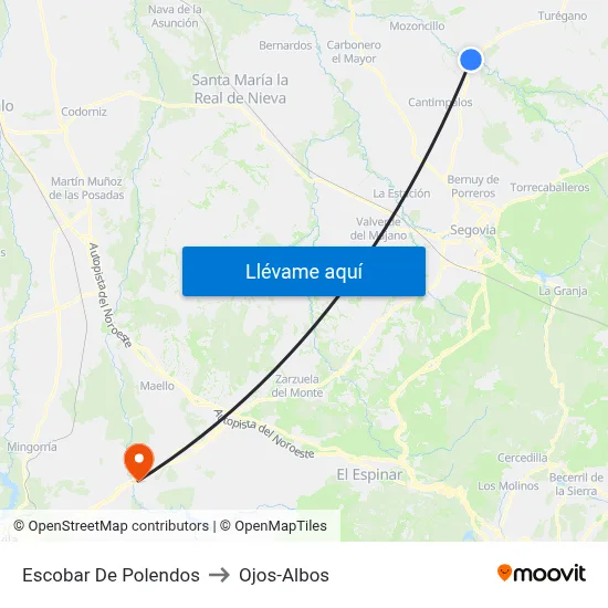 Escobar De Polendos to Ojos-Albos map