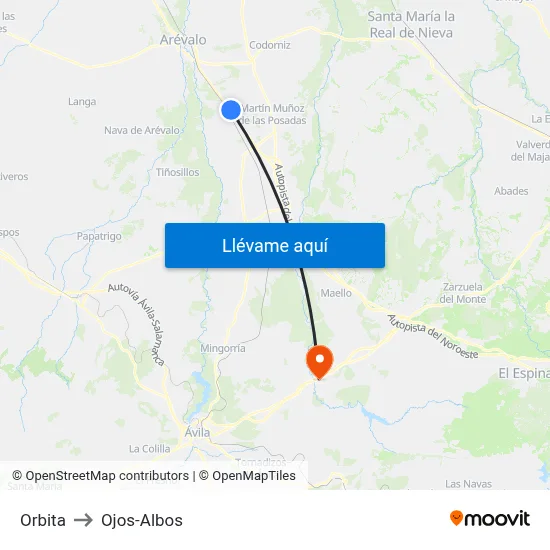 Orbita to Ojos-Albos map