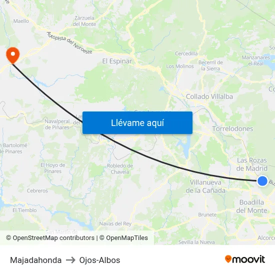 Majadahonda to Ojos-Albos map
