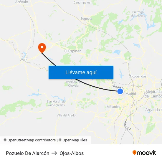Pozuelo De Alarcón to Ojos-Albos map