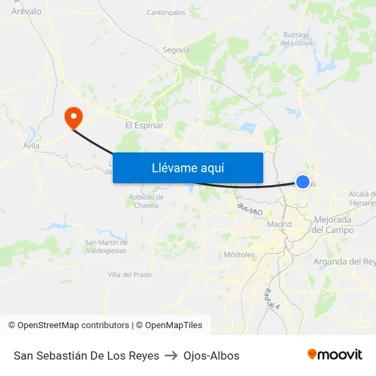 San Sebastián De Los Reyes to Ojos-Albos map