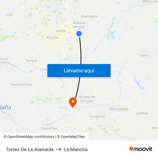 Torres De La Alameda to La Mancha map