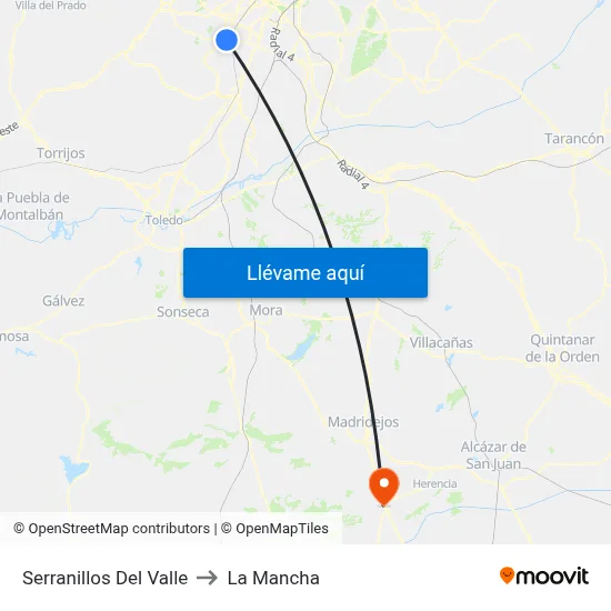 Serranillos Del Valle to La Mancha map