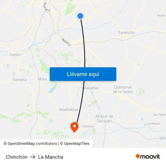 Chinchón to La Mancha map