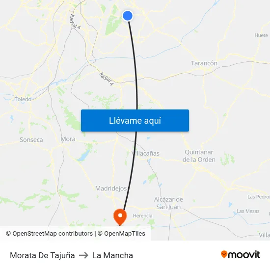 Morata De Tajuña to La Mancha map