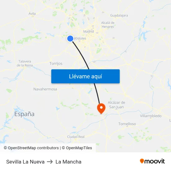 Sevilla La Nueva to La Mancha map