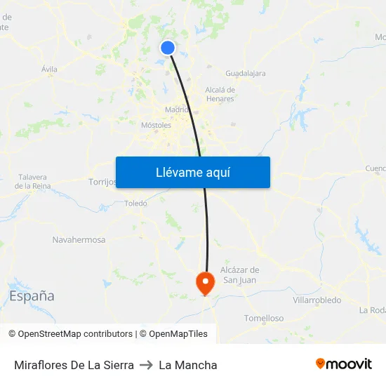 Miraflores De La Sierra to La Mancha map