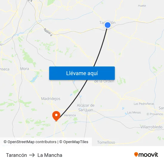 Tarancón to La Mancha map