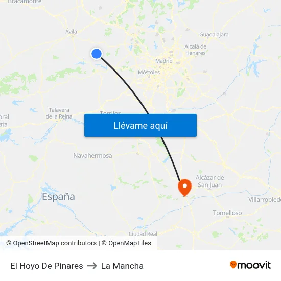 El Hoyo De Pinares to La Mancha map